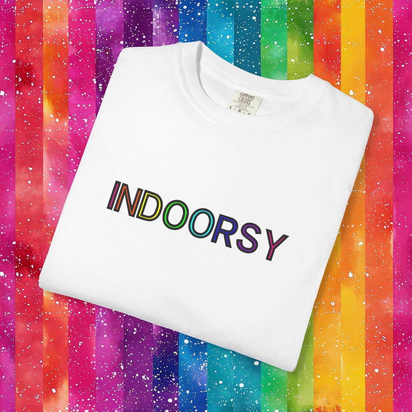 Bespattered Facade Rainbow Indoorsy Colorful Premium Unisex Comfort Colors Garment Dyed 100% Cotton T-Shirt