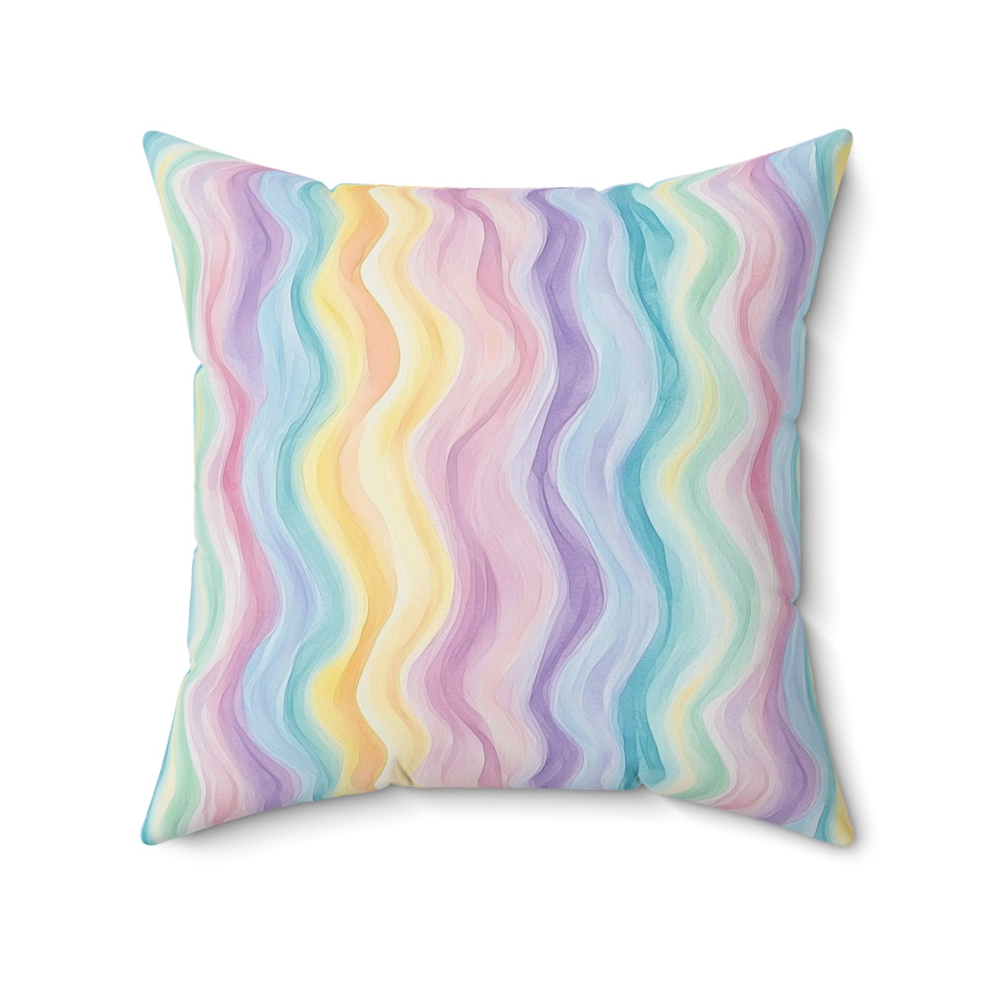Bespattered Facade Pastel Squiggles Square Throw Pillow | 4 Sizes