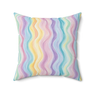 Bespattered Facade Pastel Squiggles Square Throw Pillow | 4 Sizes