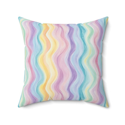 Bespattered Facade Pastel Squiggles Square Throw Pillow | 4 Sizes