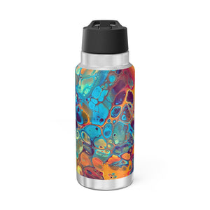 Bespattered Facade Intergalactic Rainbow Insulated Gator Flip-Top Stainless-Steel Tumbler 32oz