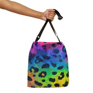 Bespattered Facade Neon Leopard Adjustable Tote Bag | 2 Sizes