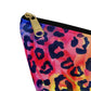Bespattered Facade Rainbow Watercolor Leopard Accessory Pouch With T-Bottom | 2 Sizes