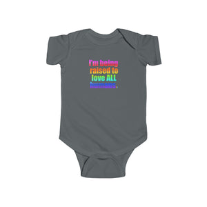 Bespattered Facade Love All Humans Infant Fine Jersey Bodysuit