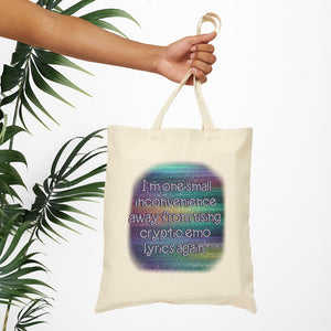 Bespattered Facade Rainbow "Cryptic Emo Lyrics" Canvas Tote Bag Reusable Carryall