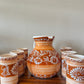 Mexican hand made pottery agua fresca jar and cup set, juego de jarra y vasos.
