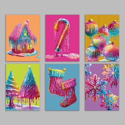 Rainbow Crystal Christmas Icon Greeting Cards, Set of 24