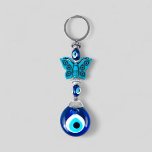 Evil Eye Nazar Boncuk Mal De Ojo Keychain with Butterfly Charm