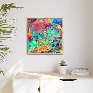 Bespattered Facade Fluid Art Abstract Painting Framed Canvas Art Print | 4 Frame Colors | Multiple Sizes