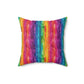 Bespattered Facade Rainbow Stripes Faux Suede Square Throw Pillow | 4 Sizes