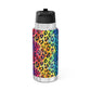 Bespattered Facade Rainbow Watercolor Leopard Insulated Gator Flip-Top Stainless-Steel Tumbler 32oz