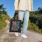Bespattered Facade "Smile More, Care Less..." Floral Canvas Tote Bag Reusable Carryall