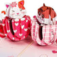 Love Cat Mugs Pop Up Card- 5" x 7"