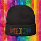 Bespattered Facade Rainbow Proud LGBTQ+ Pride Embroidered Knit Beanie