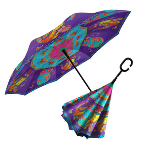 Laurel Burch Cats & Butterflies Reverse Inverted Umbrella – Windproof - Earlier Design