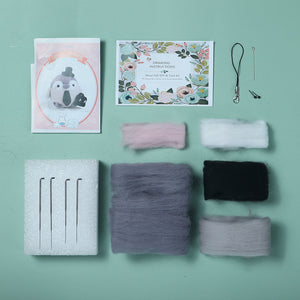 Business Penguin Needle Felting Kit. Wizardi DIY Wool Craft Kit F07N8-W111