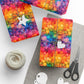 Bespattered Facade Rainbow Ink Circles Wrapping Paper | Three Sizes | Glossy or Matte
