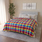 Bespattered Facade Rainbow Plaid Vibrant Fleece Sherpa Blanket | 2 Colors & Sizes