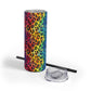 Bespattered Facade Rainbow Watercolor Leopard Maars Maker Skinny Matte Tumbler 20oz