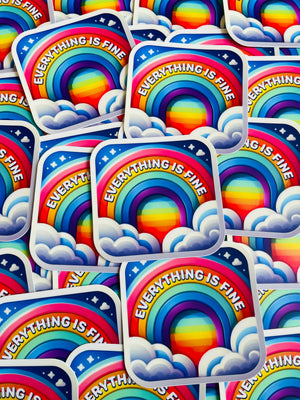 Bespattered Facade "Everything is Fine" Whimsical Rainbow Sticker