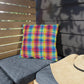 Bespattered Facade Rainbow Plaid UV-Resistant Outdoor Pillows | 4 Sizes