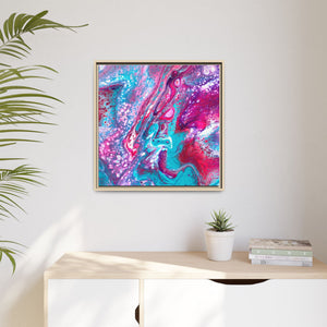 Bespattered Facade Fluid Art Abstract Painting Framed Canvas Art Print | 4 Frame Colors | Multiple Sizes