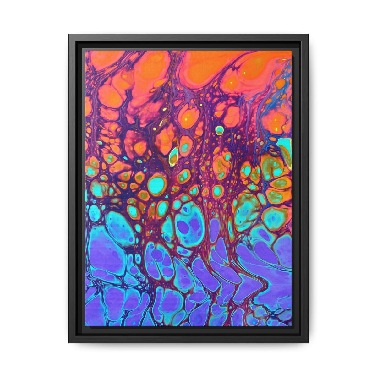 Bespattered Facade Fluid Art Abstract Painting Framed Canvas Art Print | 4 Frame Colors | Multiple Sizes