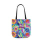 Bespattered Facade Colorful Flowers Canvas Tote Bag | 3 Sizes and 5 Strap Colors