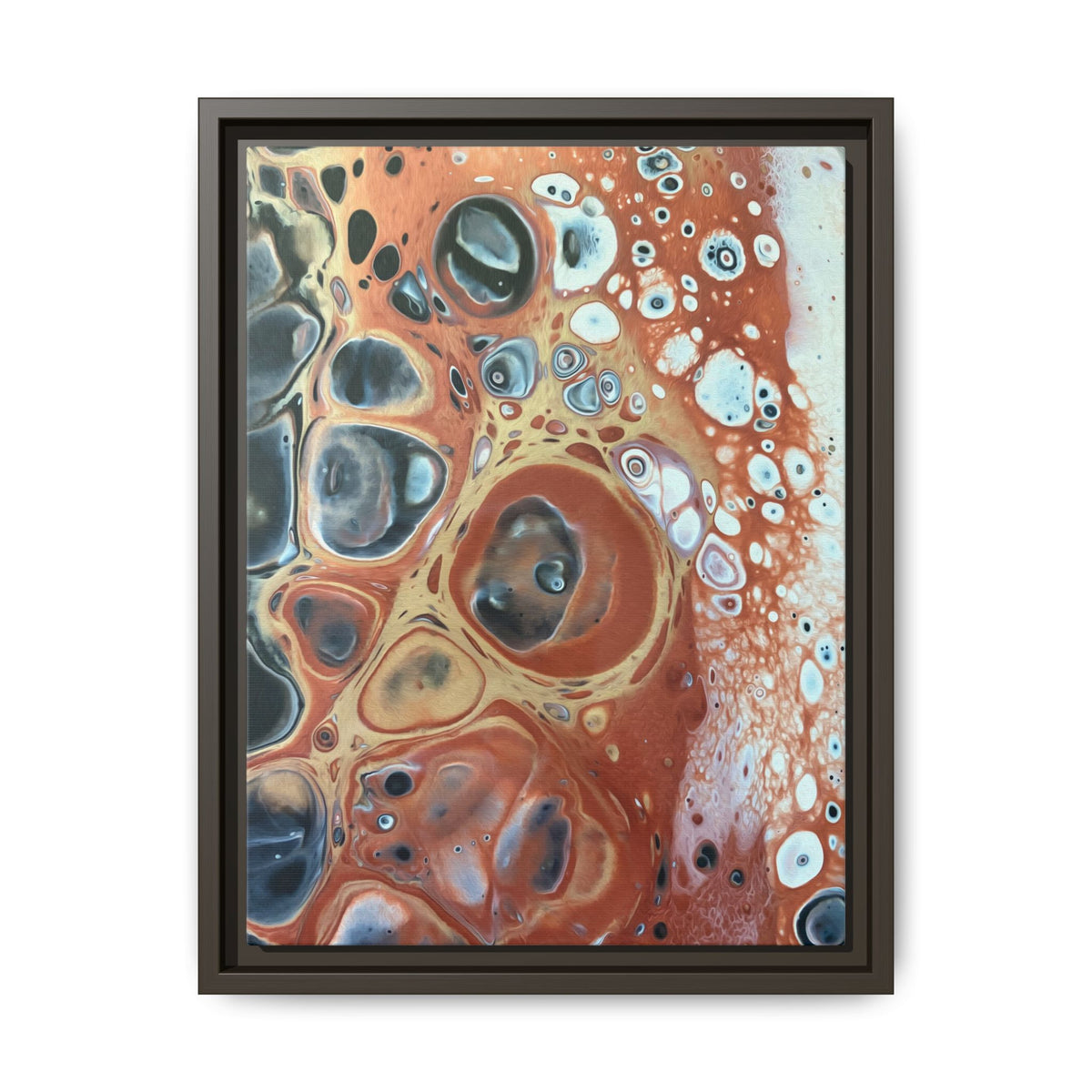 Bespattered Facade Fluid Art Abstract Painting Framed Canvas Art Print | 4 Frame Colors | Multiple Sizes