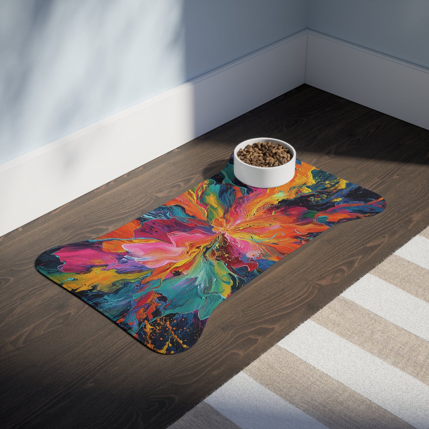 Bespattered Facade Colorful Paint Bloom Pet Feeding Mats (3 Shapes)