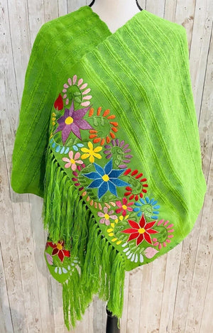 Embroidered Handmade Mexican Shawl Reboso Bordado Mexicano