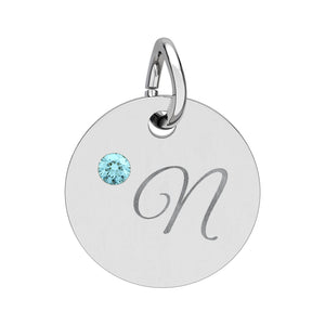 CUSTOM Birthstone Circle Charm — Personalized Initial Necklace Pendant
