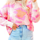 Sachet Pink Cheetah Colorblock Sweater Long Sleeve Cozy