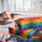 Bespattered Facade Rainbow Brushstrokes Wrapping Paper | Three Sizes | Glossy or Matte