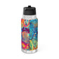 Bespattered Facade Intergalactic Rainbow Insulated Gator Flip-Top Stainless-Steel Tumbler 32oz