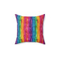 Bespattered Facade Rainbow Stripes Faux Suede Square Throw Pillow | 4 Sizes