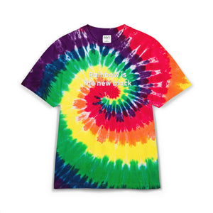 Bespattered Facade "Rainbow Is the New Black" Embroidered 100% Cotton Tie Dye T-Shirts
