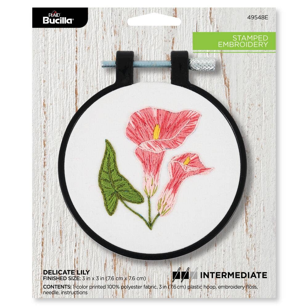 Bucilla Stamped Embroidery Kit 3in Delicate Lily Kit