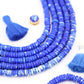 7mm Heishi Blue Speckled Bone Beads: Disc Spacers, 100 beads