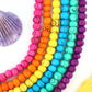 Bead Bundle: 7mm Rondelle Handmade Bone Beads, Carved Target, Bright Rainbow, 6 Strands