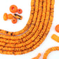 7mm Heishi Orange Speckled Bone Beads: Disc Spacers, 95 beads