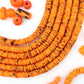 7mm Heishi Orange Speckled Bone Beads: Disc Spacers, 95 beads