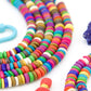 8-9mm Multi Color Natural Spacer Beads: Bright Heishi Discs