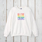 Bespattered Facade "All the Colors" Rainbow Block Embroidered Crewneck Sweatshirt