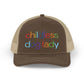 Childless Dog Lady Rainbow Embroidered Snapback Trucker Cap (10 Hat Colors)