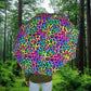 Bespattered Facade Candy Coated Neon Leopard Foldable Umbrella — Compact Semi-Automatic Rain Parasol