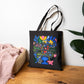 Bespattered Facade "Don't Forget" Floral Canvas Tote Bag Reusable Carryall