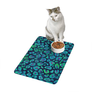 Bespattered Facade Emerald Leopard Pet Food Mat