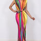 Multi Color Rainbow Swirl Print Dress