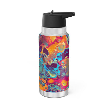 Bespattered Facade Intergalactic Rainbow Insulated Gator Flip-Top Stainless-Steel Tumbler 32oz